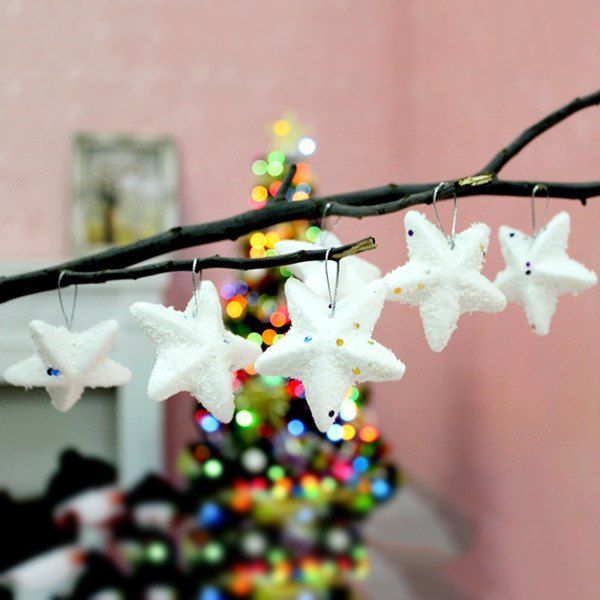 Cheap 6PCS Festival Party Supplies Christmas Tree Hanging Stars Decoration  