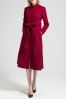 Skirted Wool Blend Coat with Belt -  