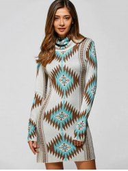 Turtle Neck Tribal Sweater Dress