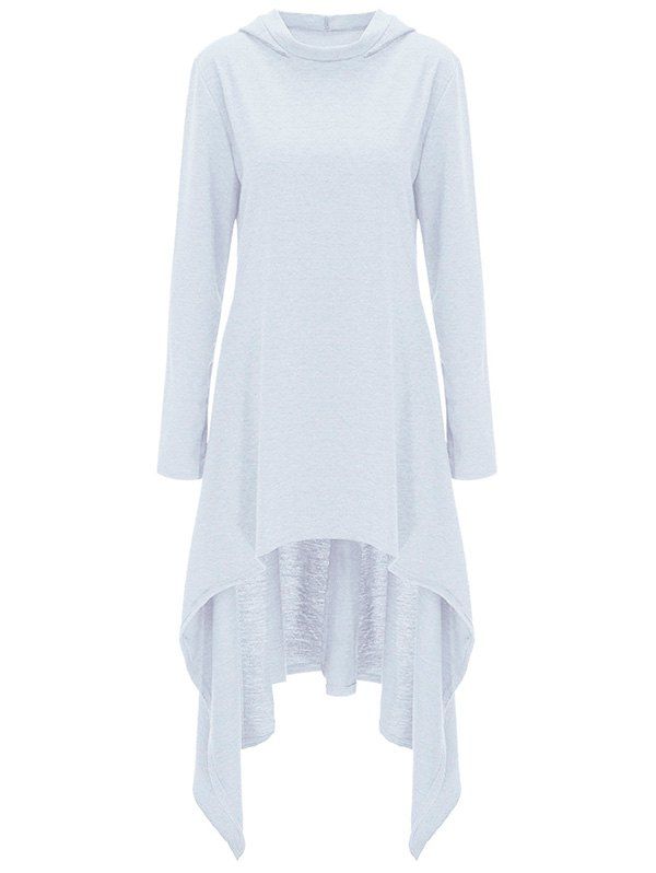 [65% OFF] High Low Hooded Dress With Long Sleeves | Rosegal