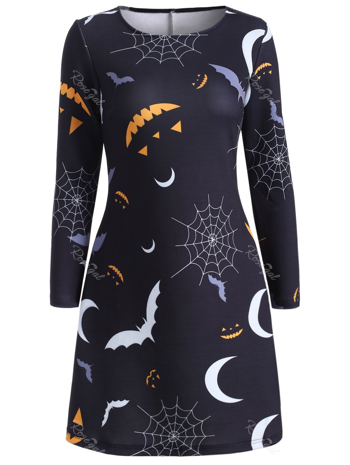 Black Xl Plus  Size  Pumpkin Bat Print Halloween  T  shirt  