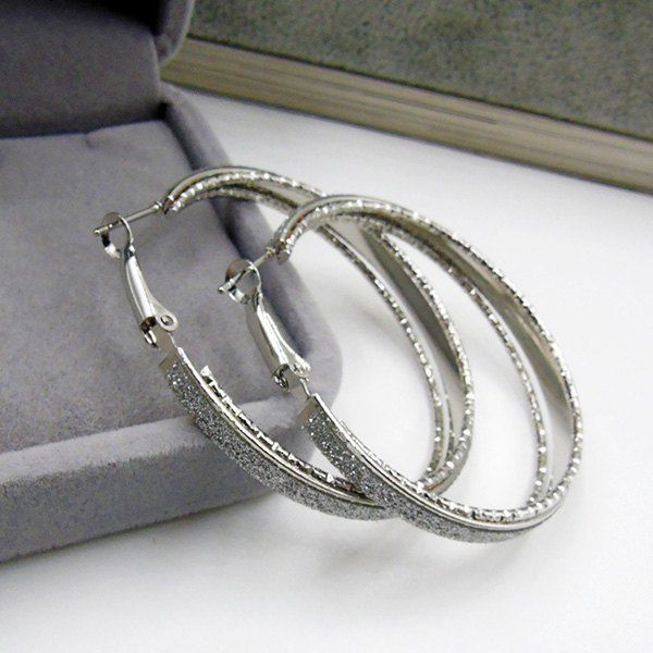 

Dull Polished Circle Hoop Earrings, Silver