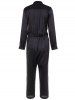 Long Sleeves Elastic Waist Buttoned Jumpsuit -  
