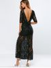 Lace Backless Slit Maxi See Through Evening Dress -  