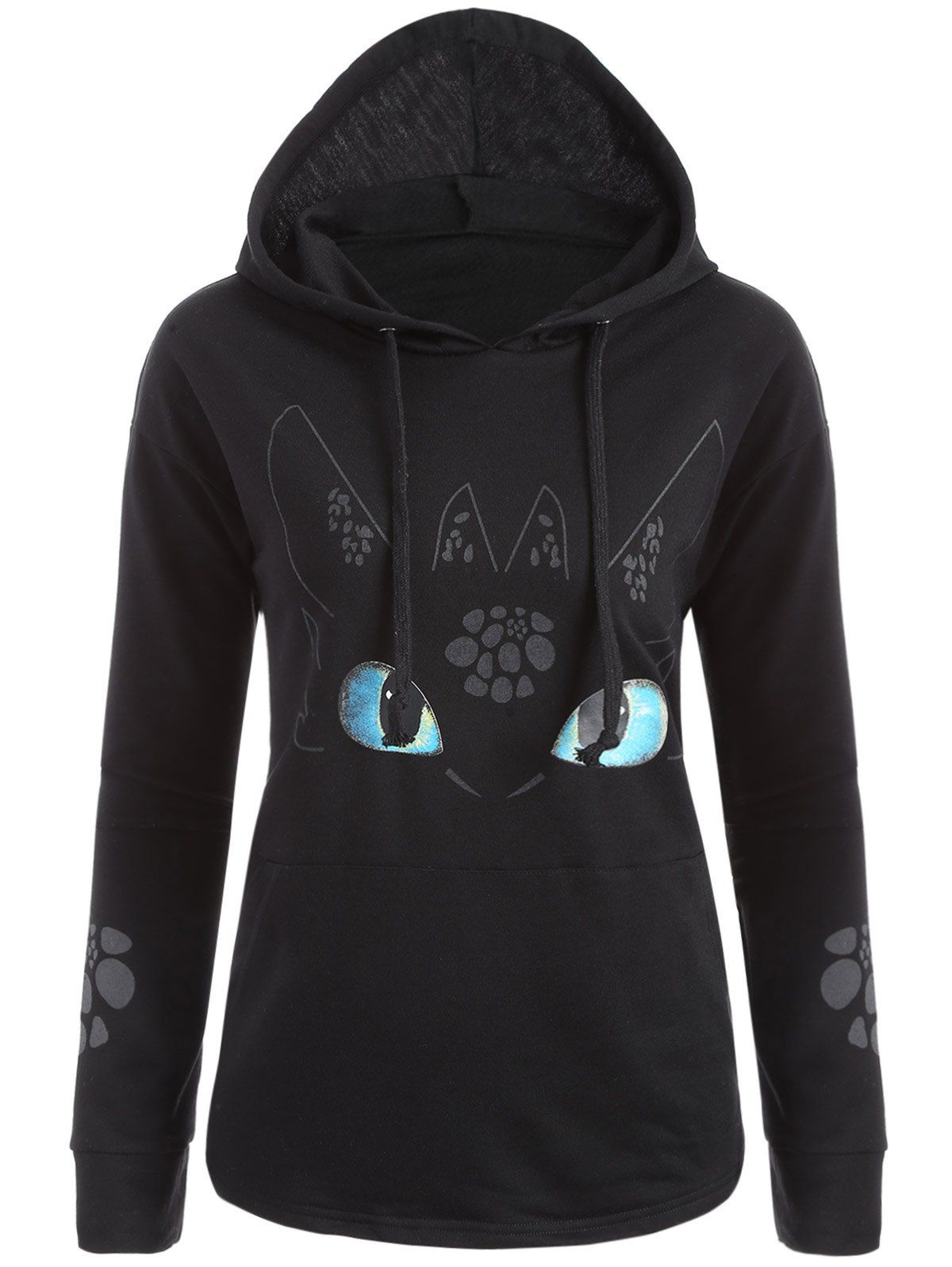 

Cartoon Character Unicorn Graphic Hoodie, Black