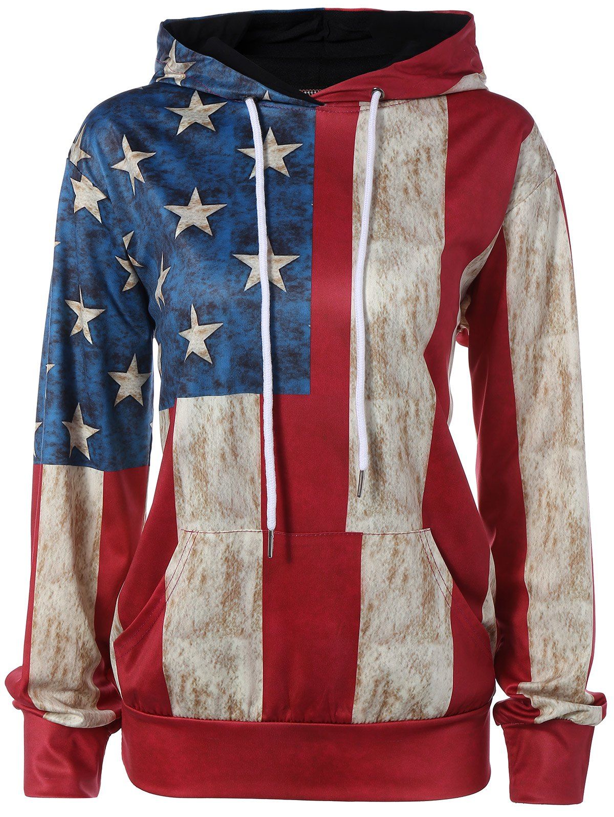 [35% OFF] Pullover American Flag Print Hoodie | Rosegal