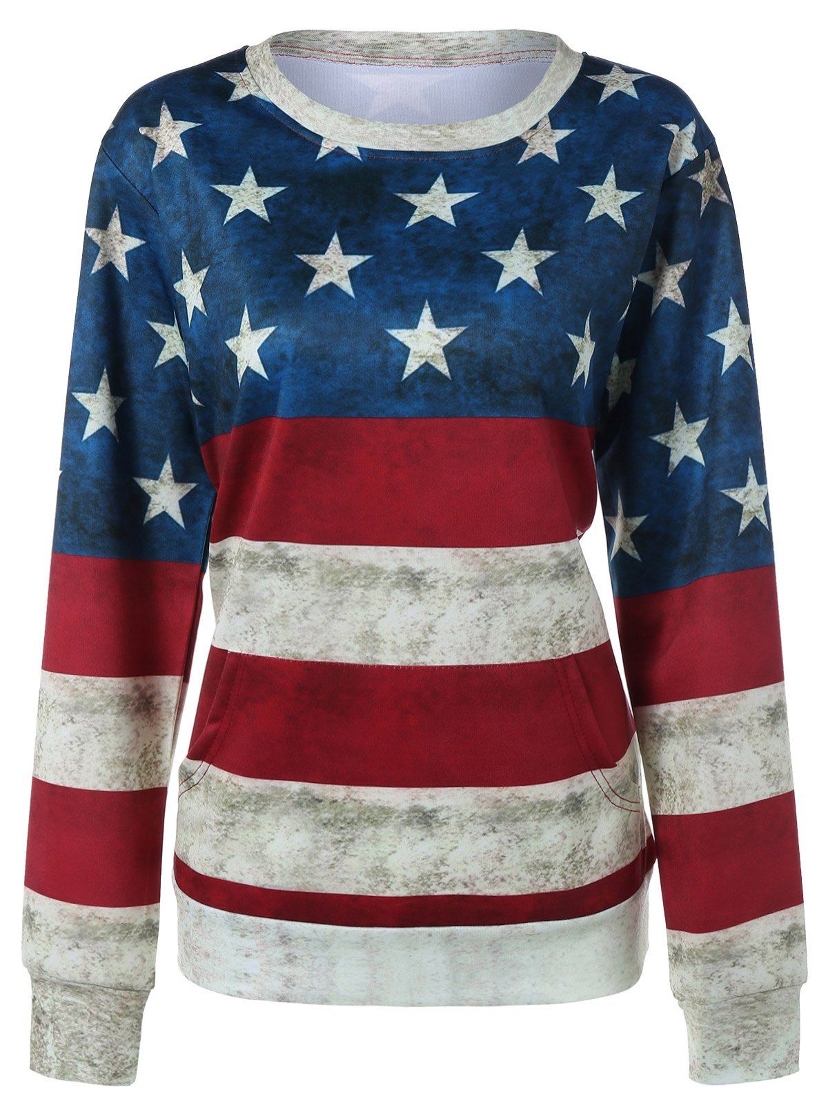 

Contrast Star Print Striped Sweatshirt, Deep red