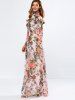 Vintage Chiffon Long Sleeve Floral Print Floor Length Maxi Prom Dress -  