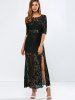 Lace Backless Slit Maxi See Through Evening Dress -  