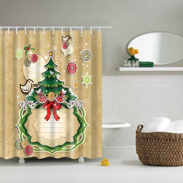 

Thicken Merry Christmas Design Waterproof Polyester Shower Curtain, Colorful