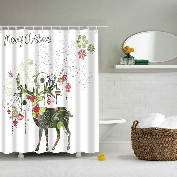 

Creative Christmas Deer Design Polyester Shower Curtain, Colormix