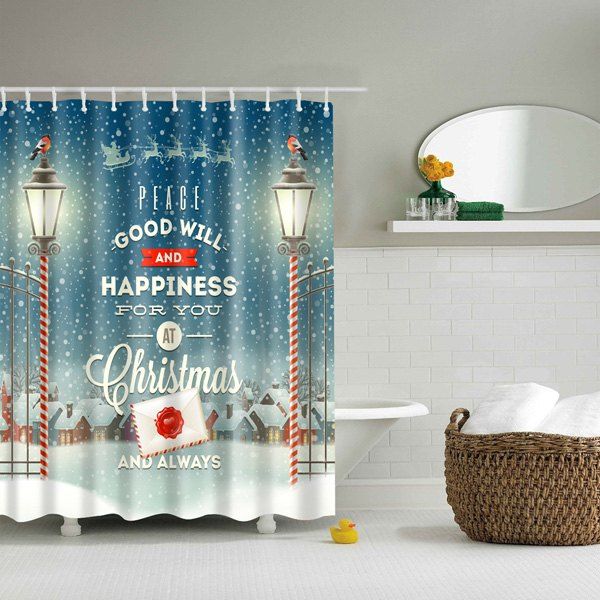 

Wholesale Waterproof Polyester Christmas Bathroom Shower Curtain, Colormix