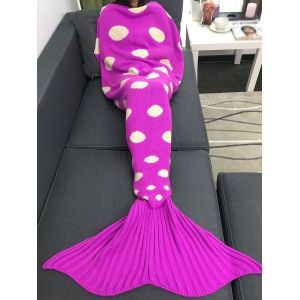 

Comfortable Polka Dot Knitted Sleeping Bag Mermaid Tail Blanket, Rose red