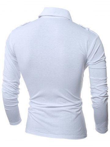 Parche Diseno Polo Manga Larga De Cuello De La Camiseta Blanco