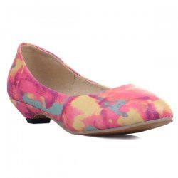 PU Leather Colour Spliced Flat Shoes