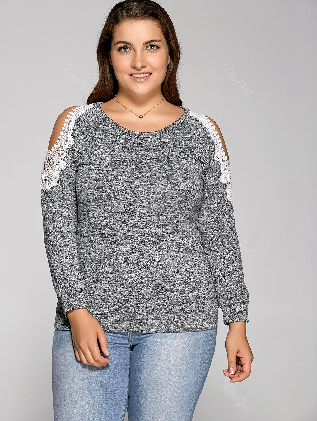 

Cold Shoulder Pullover Sweatshirt, Gray