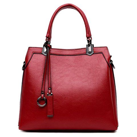 [44% OFF] Pendant Textured PU Leather Handbag | Rosegal