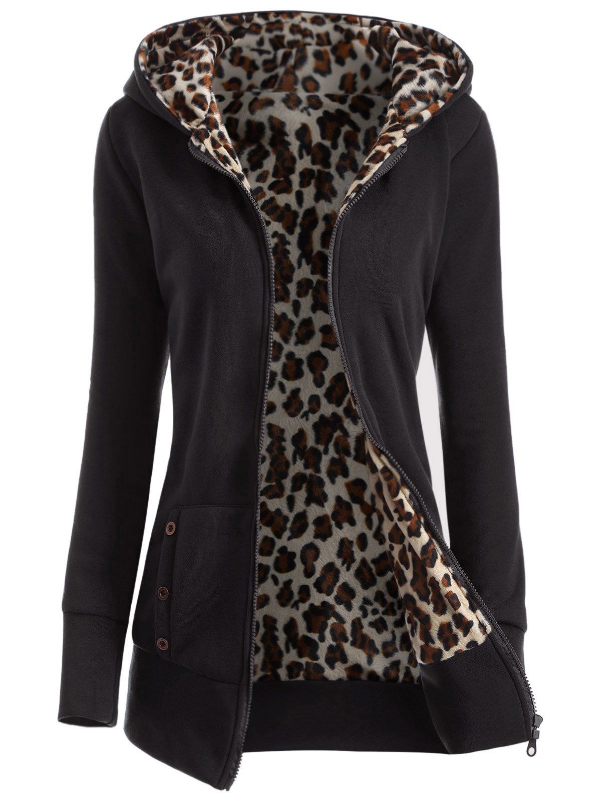 Thick leopard printed inside hoodie