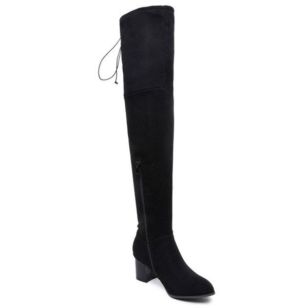 chunky heel thigh boots