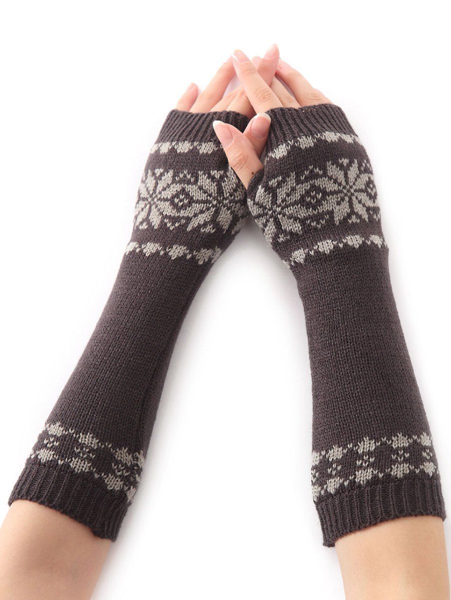 

Winter Warm Christmas Snow Floral Crochet Knit Arm Warmers, Deep gray