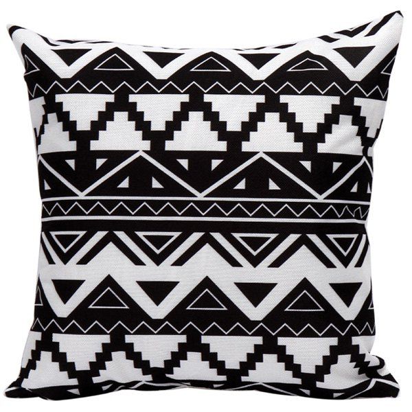 

Soft Decorative Geometrics Sofa Bed Pillow Case, White and black
