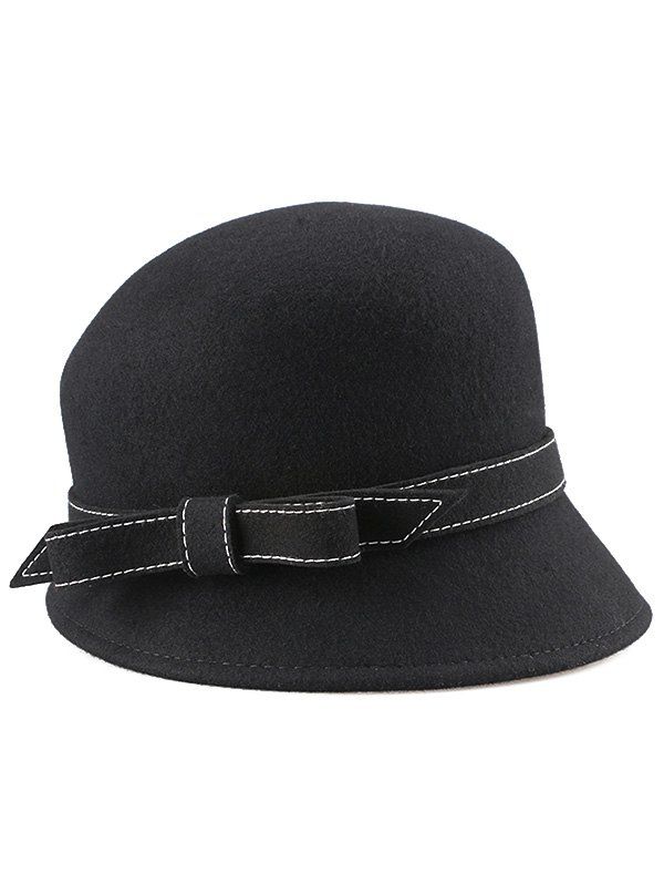 

Winter Wool Bow Charm Cloche Hat, Black