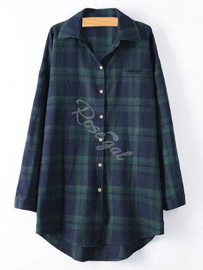 

Tartan Plus Size Shirt, Blackish green