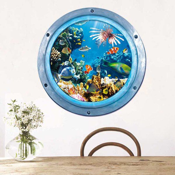 

3D Stereo Sea World Toilet Home Decor Wall Stickers, Blue