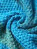 Couverture Queue de Sirène Sac de Couchage Tricotée pour l'Hiver avec Design Bandes de Couleurs pour Enfants - Bleu 