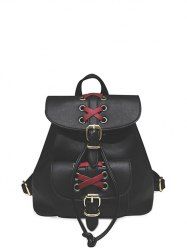 Criss-Cross Eyelet Buckles PU Leather Backpack