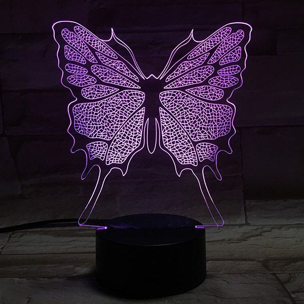 Shop Home Decor 3D Illusion Stereo Color Changing Butterfly LED Night Light  
