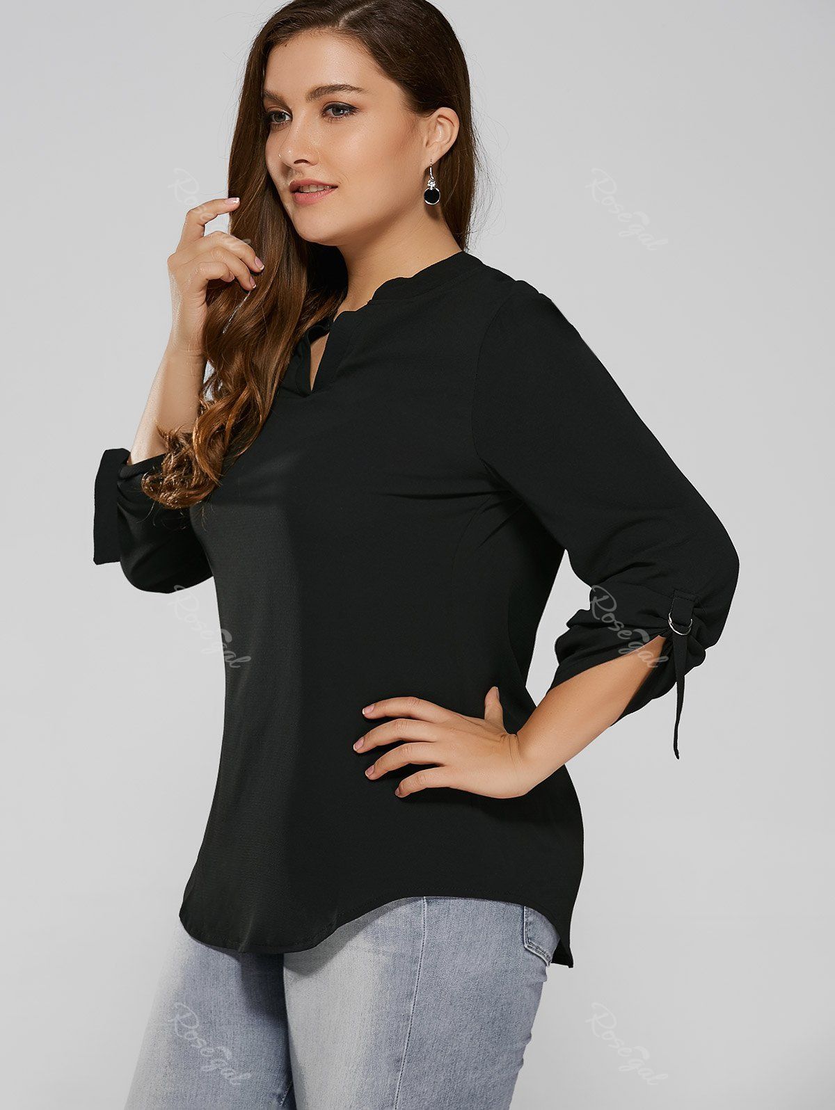 [51% OFF] Plus Size Chiffon V Neck Blouse | Rosegal