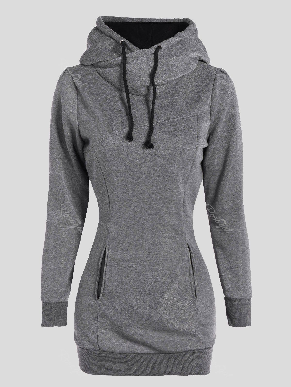 Gray 4xl Slimming Pullover Pockets Design Hoodie | RoseGal.com