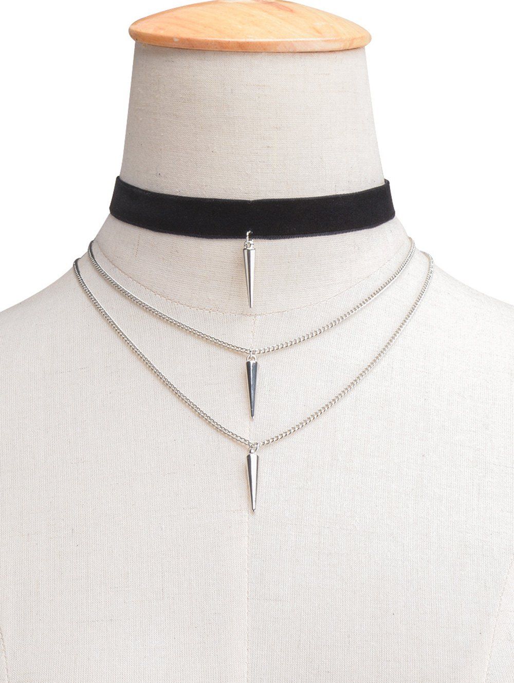 Cheap Layered Rivet Velvet Choker Necklace  