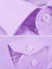 Rayé à manches longues affaires shirt - Violet clair XL