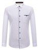 Argyle Imprimer manches longues Pocket Shirt - Blanc 4XL