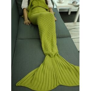 

Super Soft Plaid Knitted Sleeping Bag Mermaid Tail Blanket, Turquoise