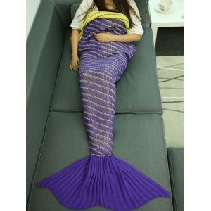 

Crochet Oblique Stripe Sleeping Bag Wrap Mermaid Blanket, Purple