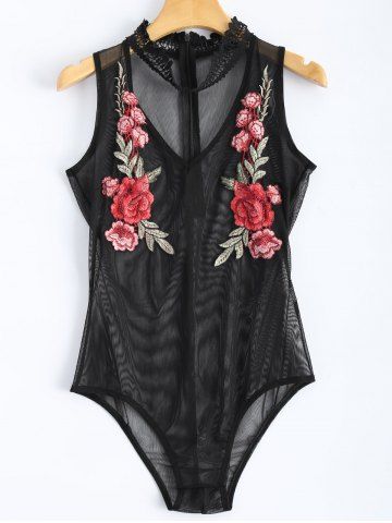 romper sheer embroidered floral mesh rosegal fb join