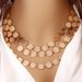 Alloy Disc Circle Sequins Layered Necklace -  