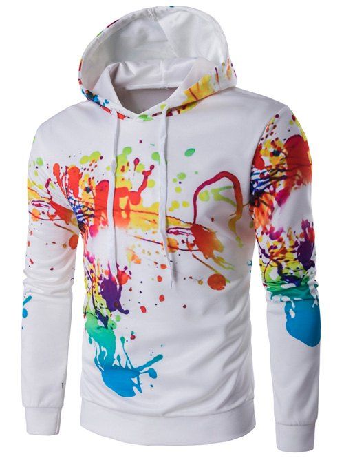 [38% OFF] Splatter Paint Long Sleeve Hoodie | Rosegal