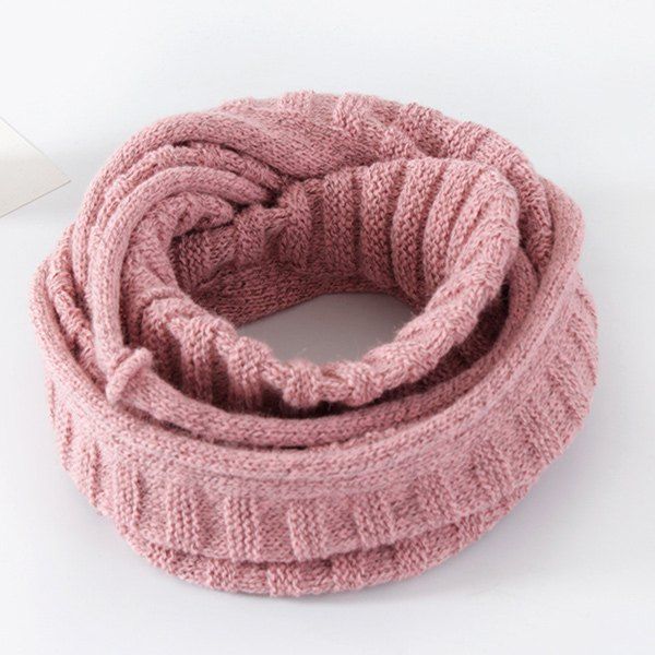 

Knitted Pure Color Turtleneck Twist Infinity Scarf, Shallow pink