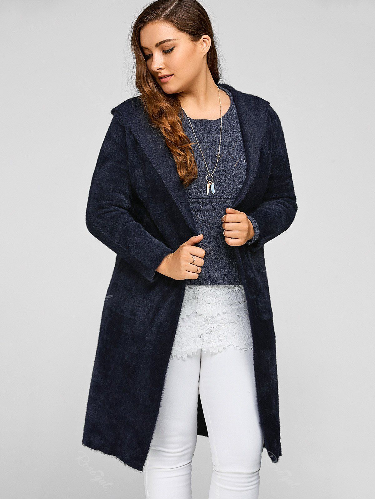 long wool hooded cardigan