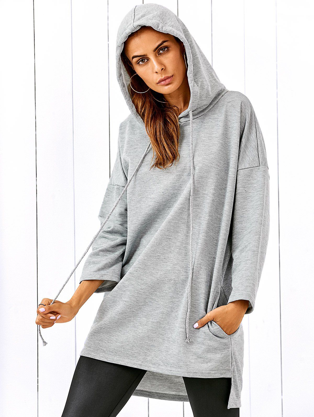 Hilinker Women's Oversized V-Neck Sweatshirt - Long Sleeve Drop Shoulder Pullover, USA Print