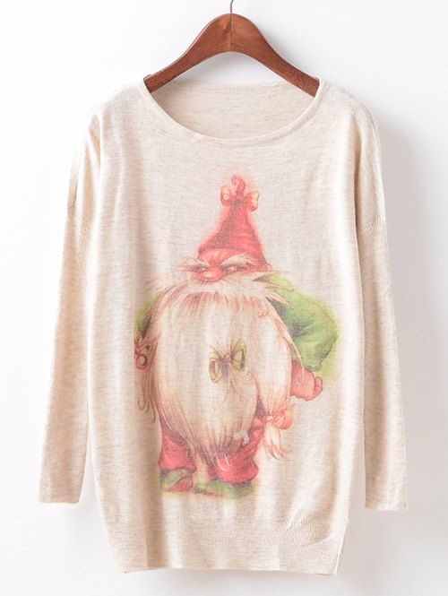 

Christmas Loose Printed Sweater, Off-white