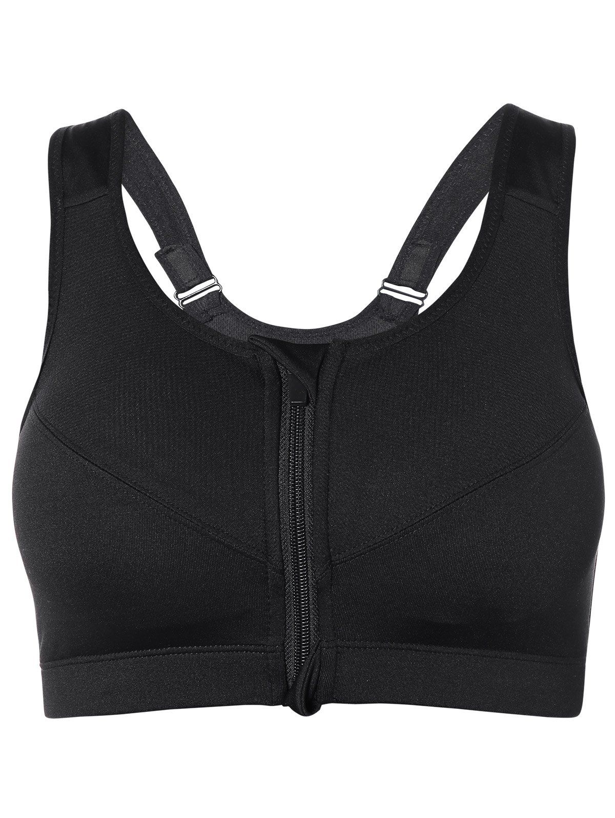 

Cut Out Zipper Sports Bra, Black