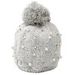 Faux Pearl Beaded Ball Wool Beanie Hat -  