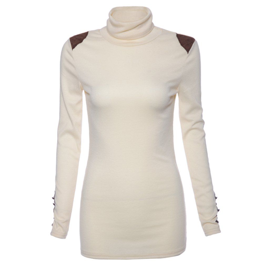 

Bead Splicing Turtle Neck Sweater, White