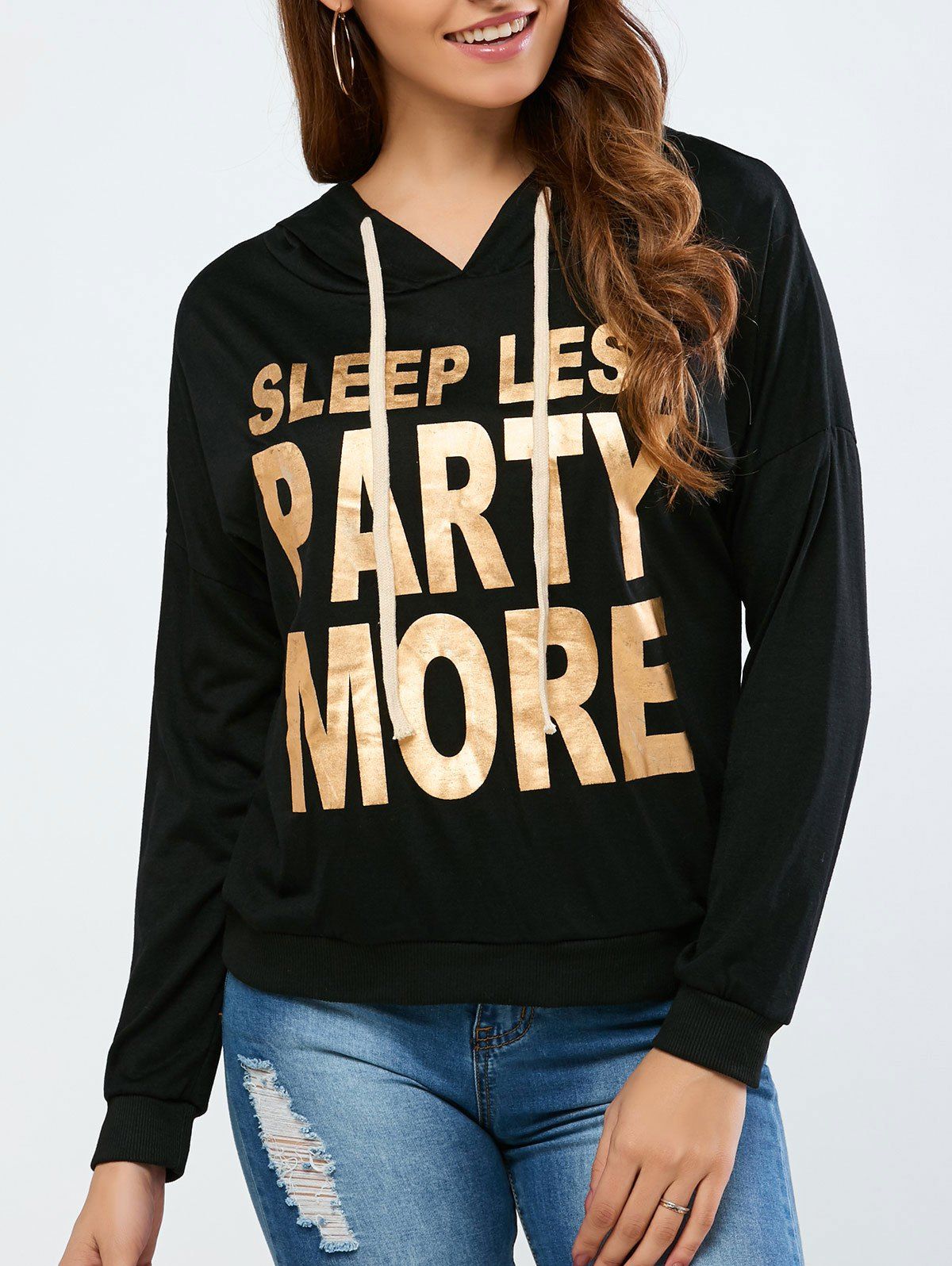 [12 OFF] Party More Jumper Hoodie Rosegal