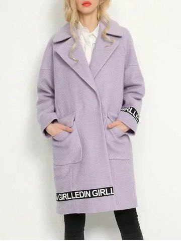 Trendy Drop Shoulder Cocoon Coat LIGHT PURPLE S